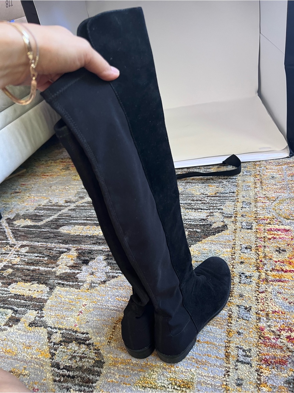 Stuart Weitzman Black Over-the-Knee Suede Boots